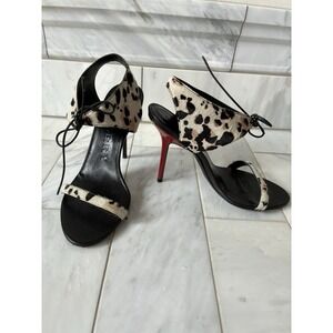 Burberry Animal Print Pony Hair Tie Detail Heels. Size 35 / 5. Red 4" Heels
